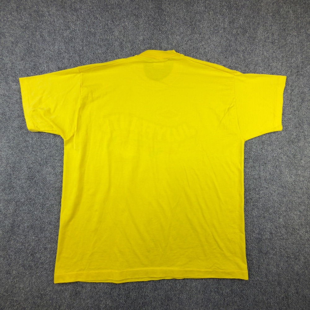 Vintage 80s Jujyfruits Say No To Drugs T Shirt XL Yellow Fruit of the Loom Best - Picture 8 of 8